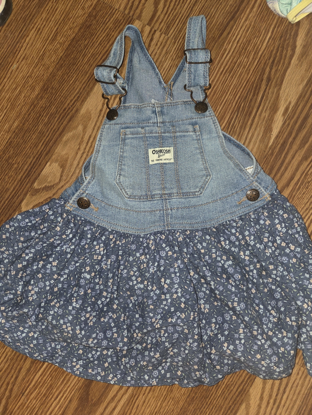 OshKosh B'gosh Denim Bib Overall Dress in Blue Floral